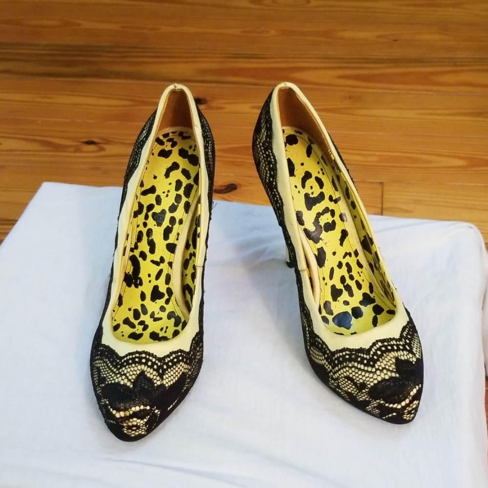 Yellow and Black High Heels